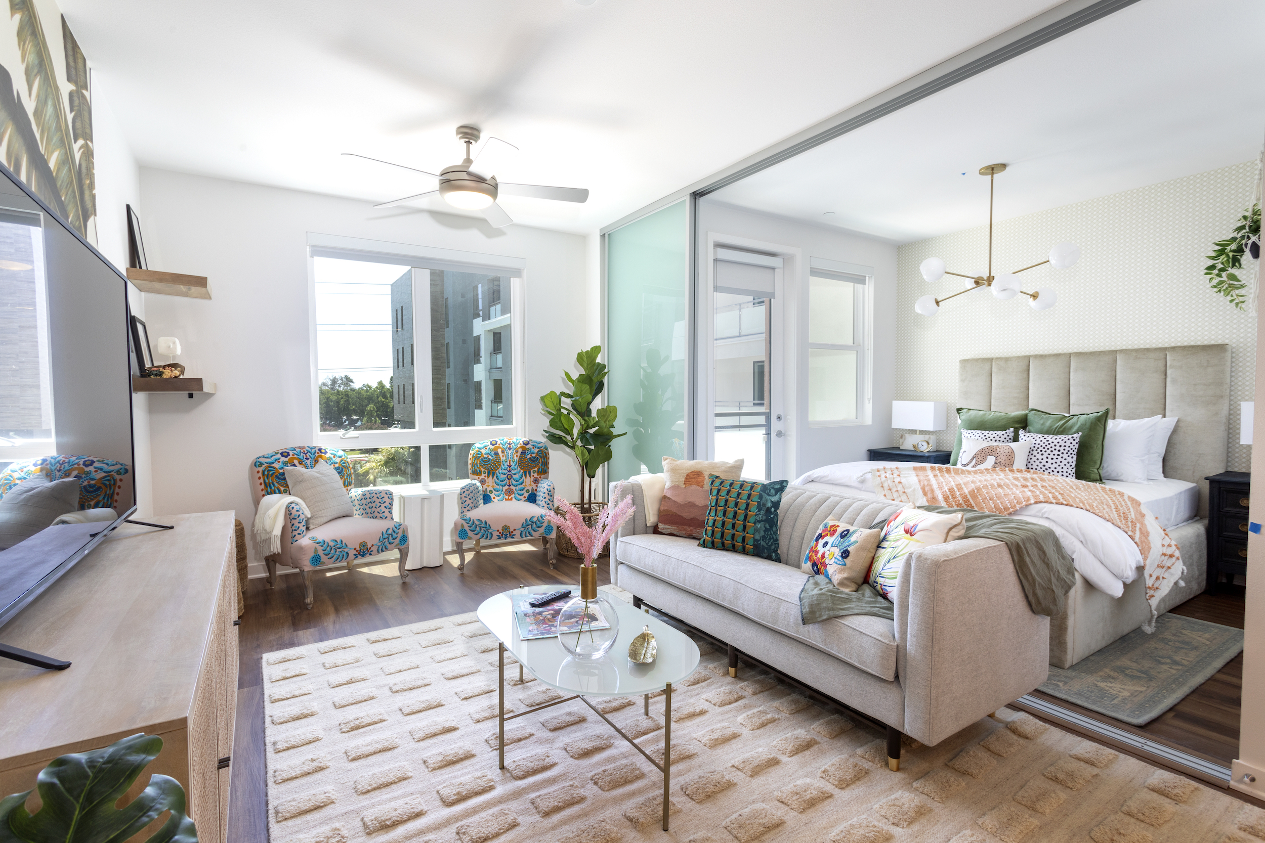 studio apartment with sliding glass divider broadstone atlas