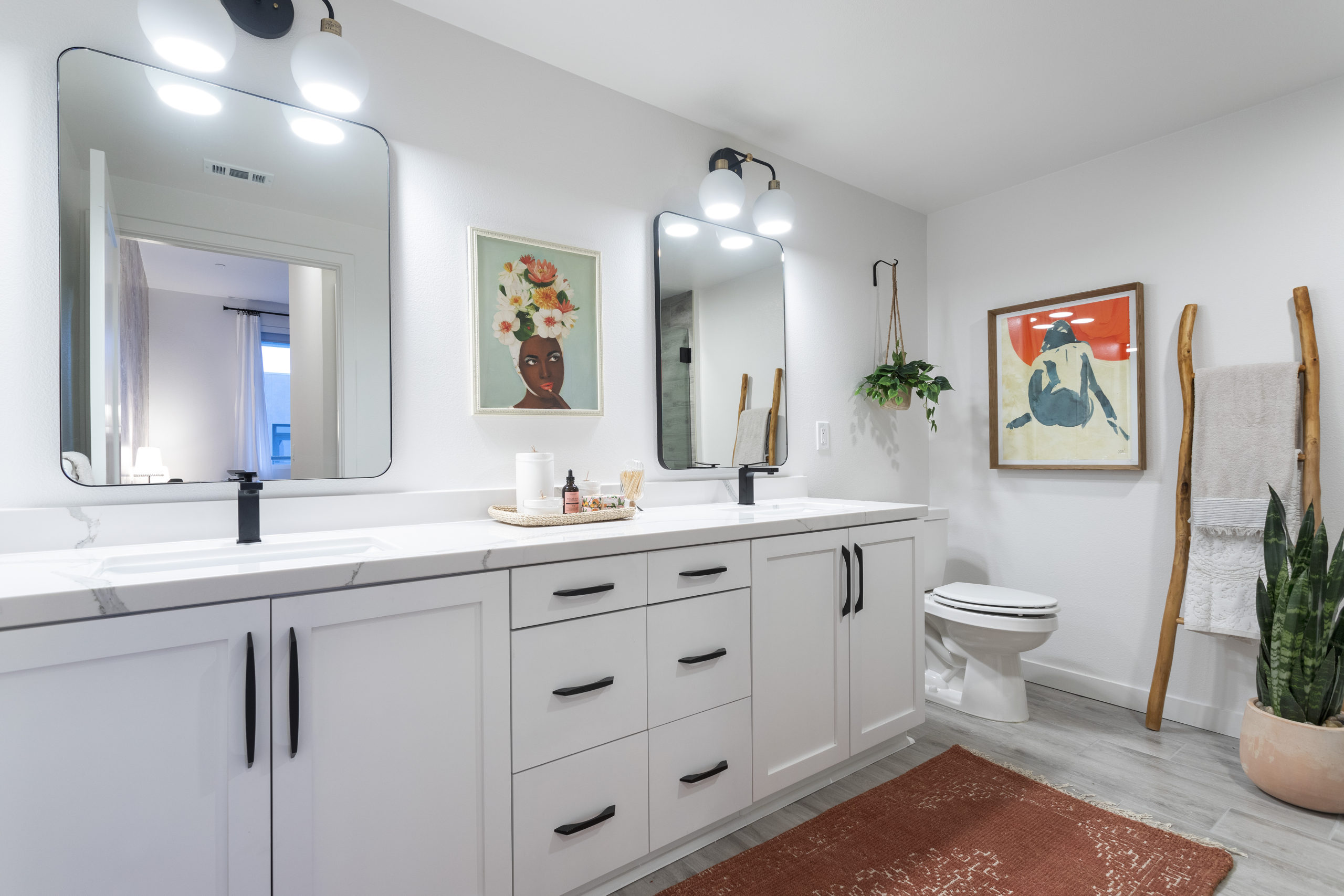 double vanity modern white bathroom broadstone atlas apartments